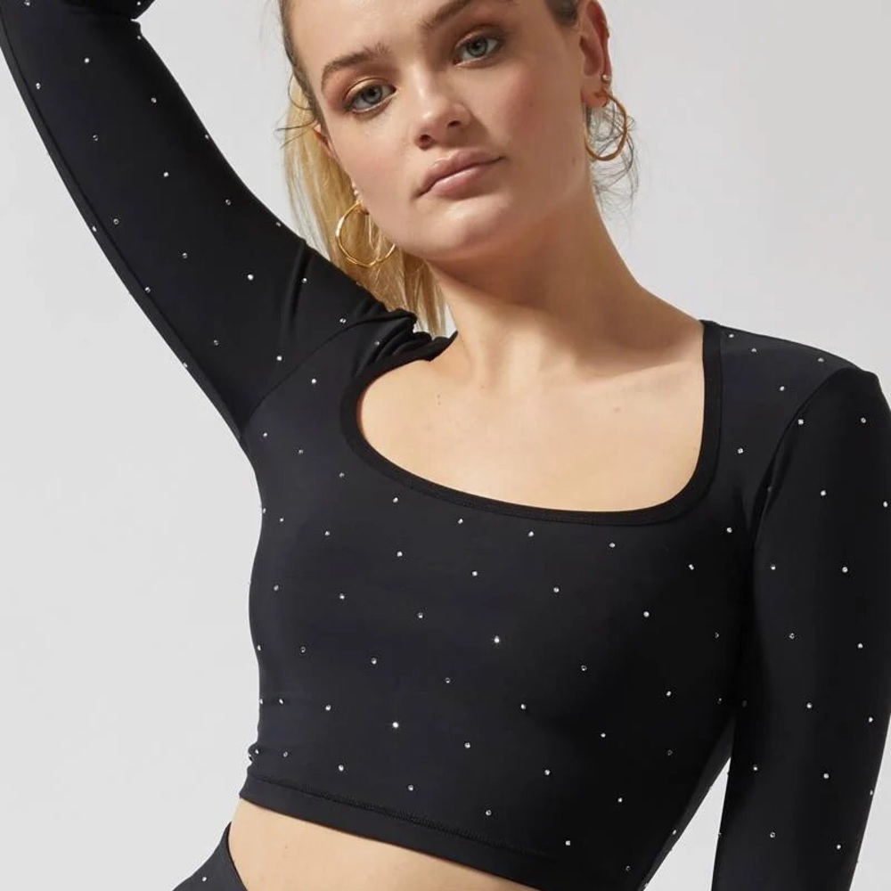 Adam Selman Crystal Square Neck Crop Top Size Large